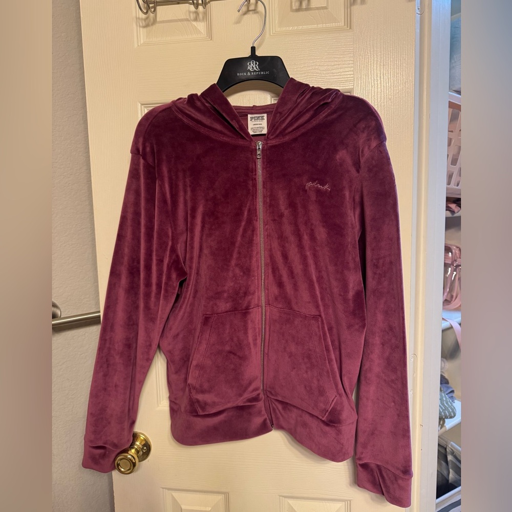 PINK Victoria's Secret Velour Mauve Zip-Up Jacket